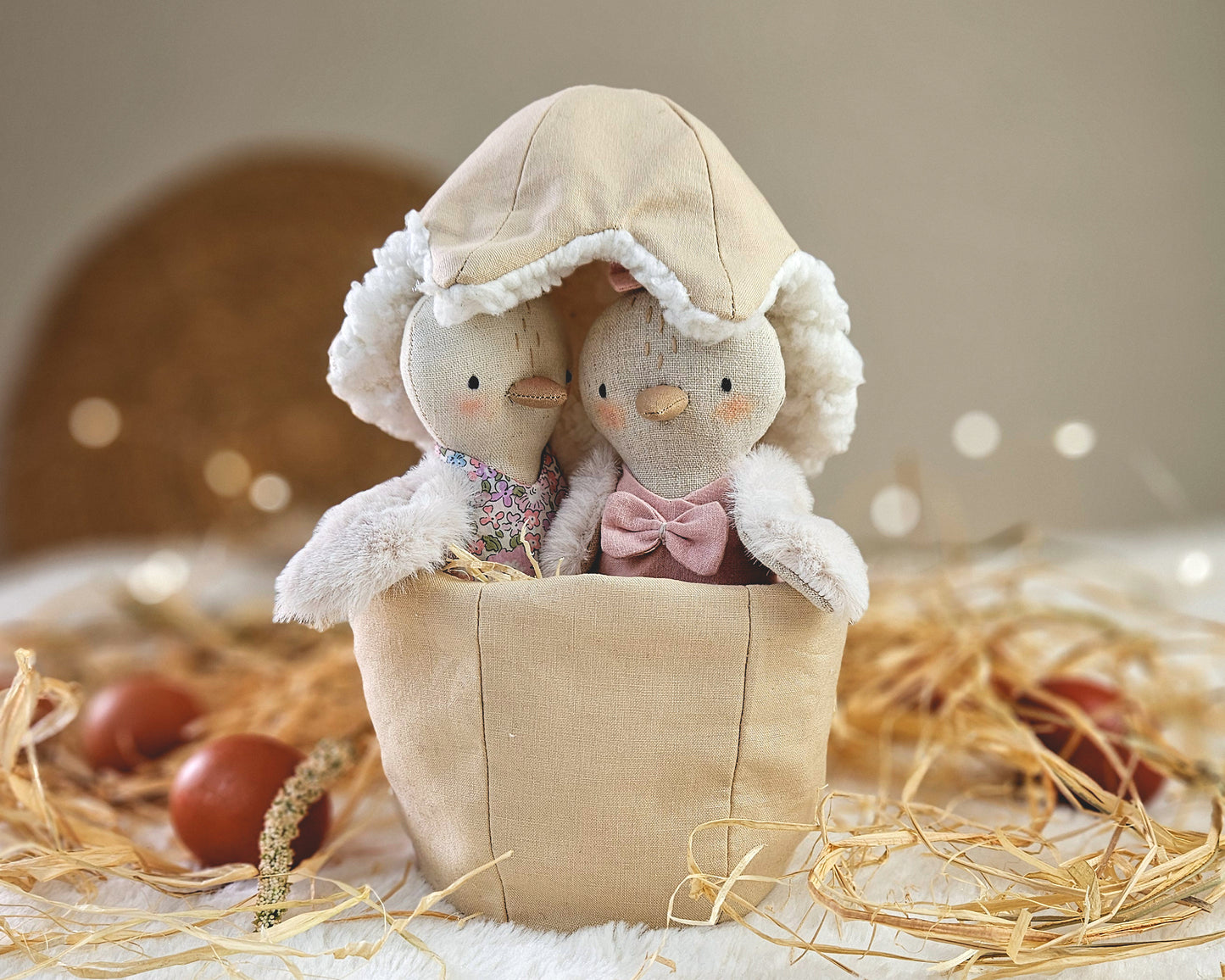 Mini Chicken Doll in an Egg Pouch - PDF sewing pattern and tutorial