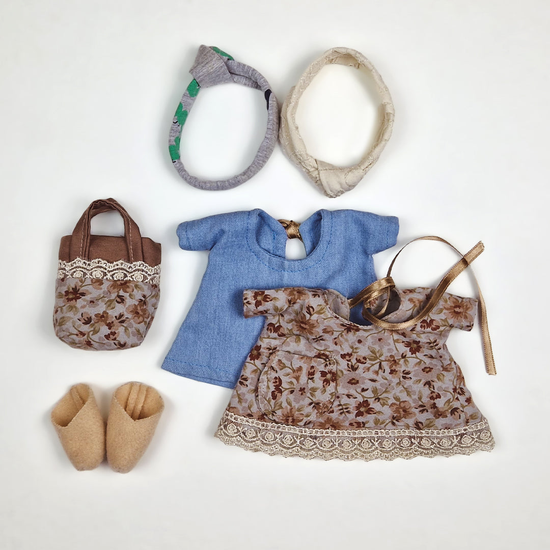Mom and baby collection clothes from Fox 2 Dress Styles, 2 Tote Bag Designs, Turban Knot Headband and Shoes sewing patterns and tutorials