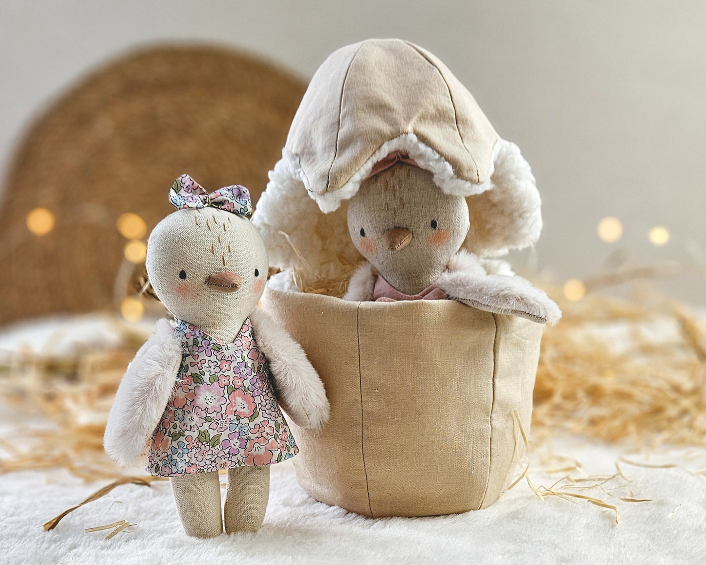 Mini Chicken Doll in an Egg Pouch - PDF sewing pattern and tutorial