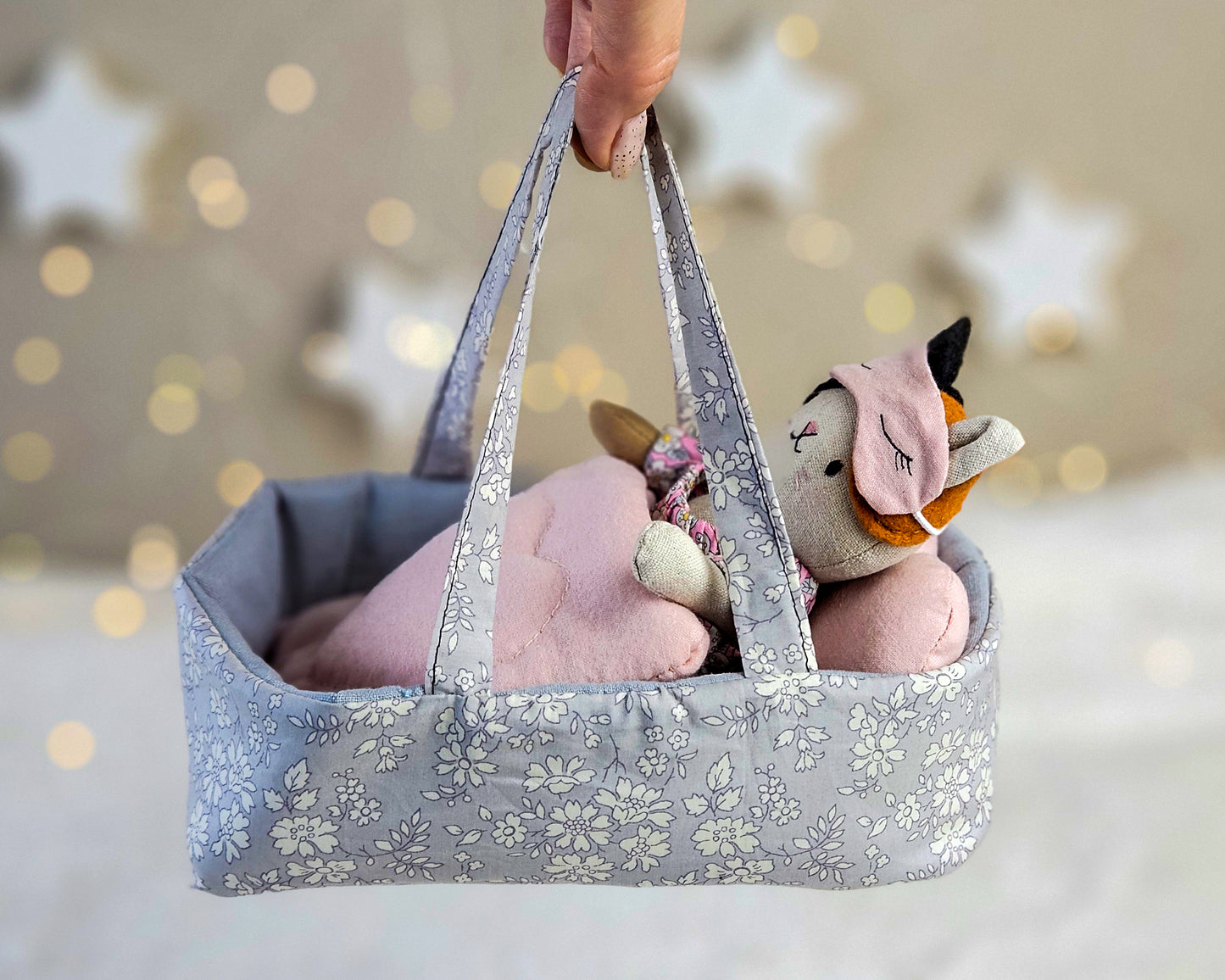 Mini Cat Doll in doll carrier - PDF sewing pattern and tutorial