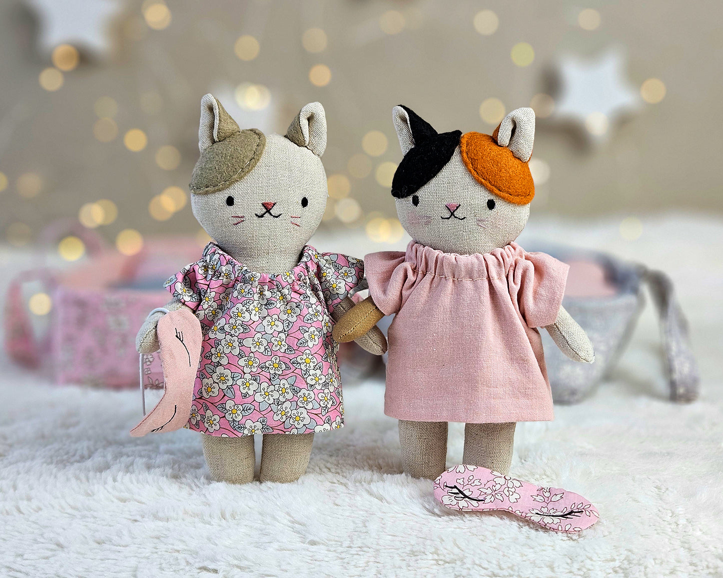 Mini Cat Doll in doll carrier - PDF sewing pattern and tutorial
