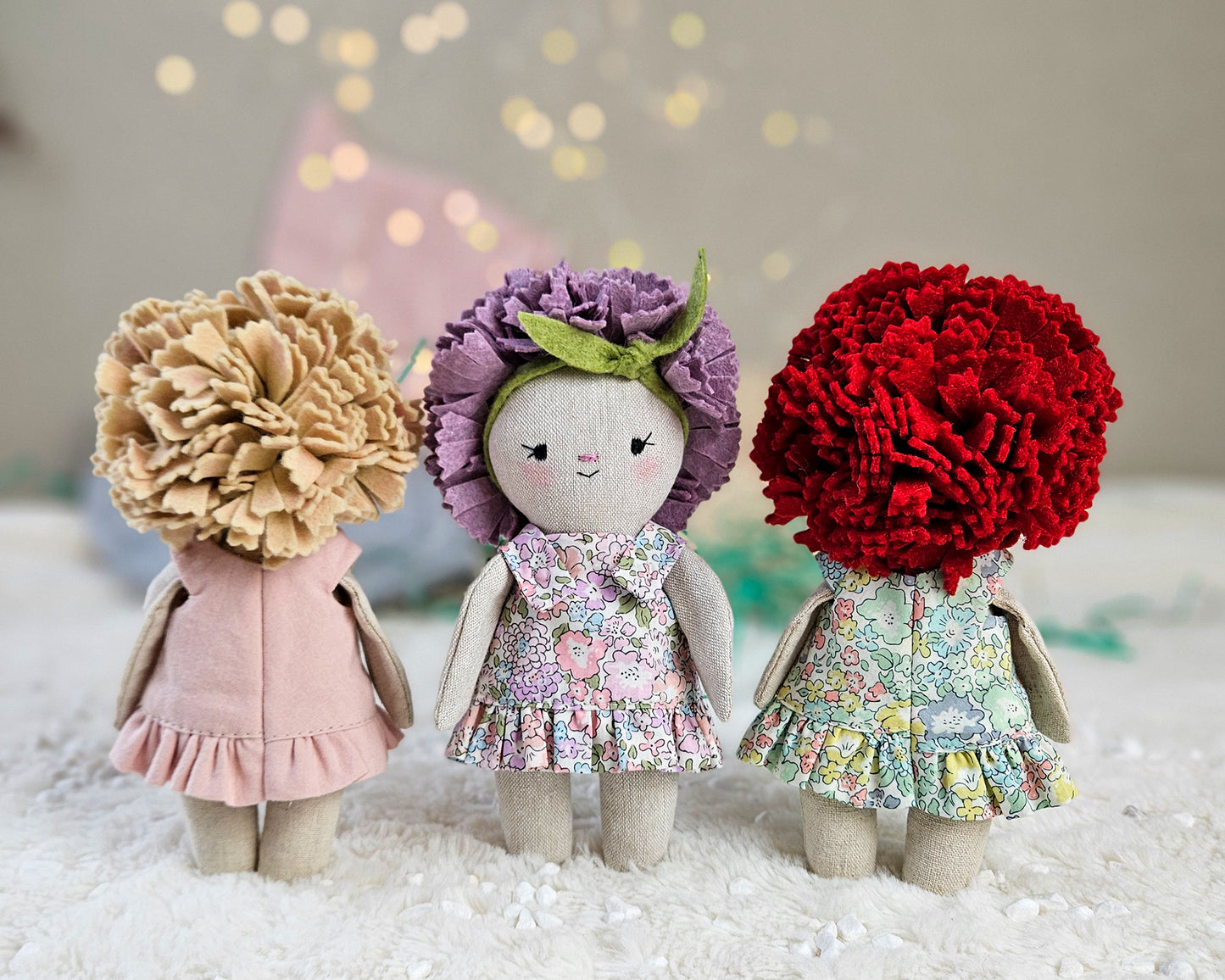 Mini Flower Carnation Doll - PDF sewing pattern and tutorial