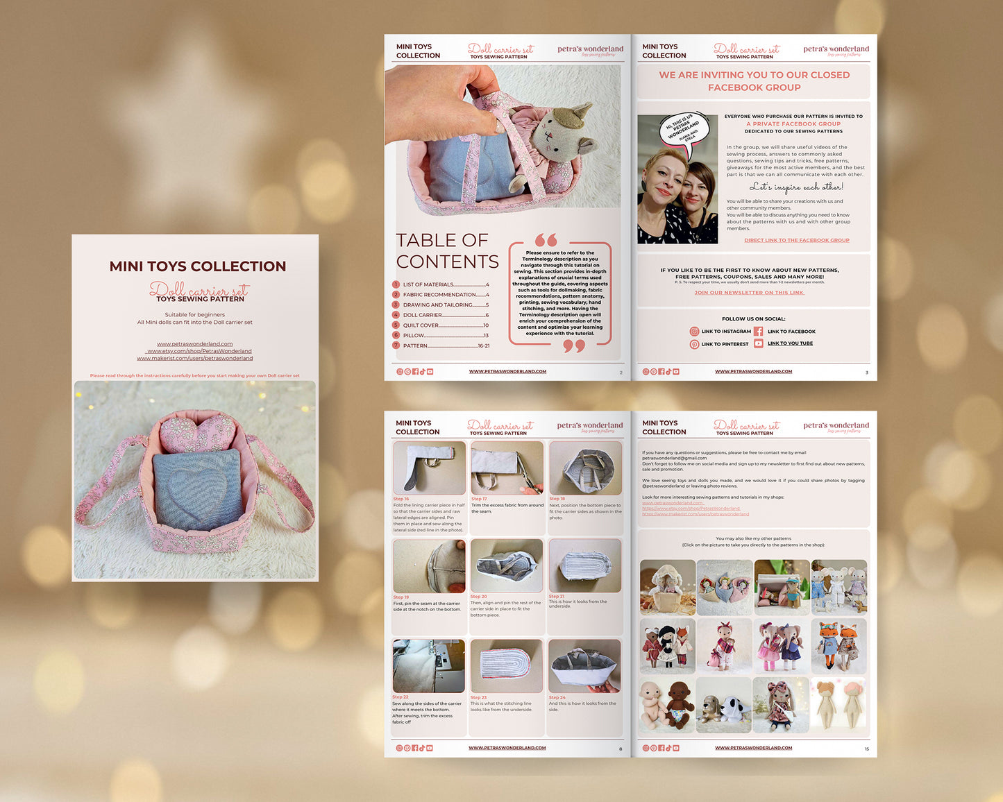 Mini Dolls Carrier set - PDF sewing pattern and tutorial