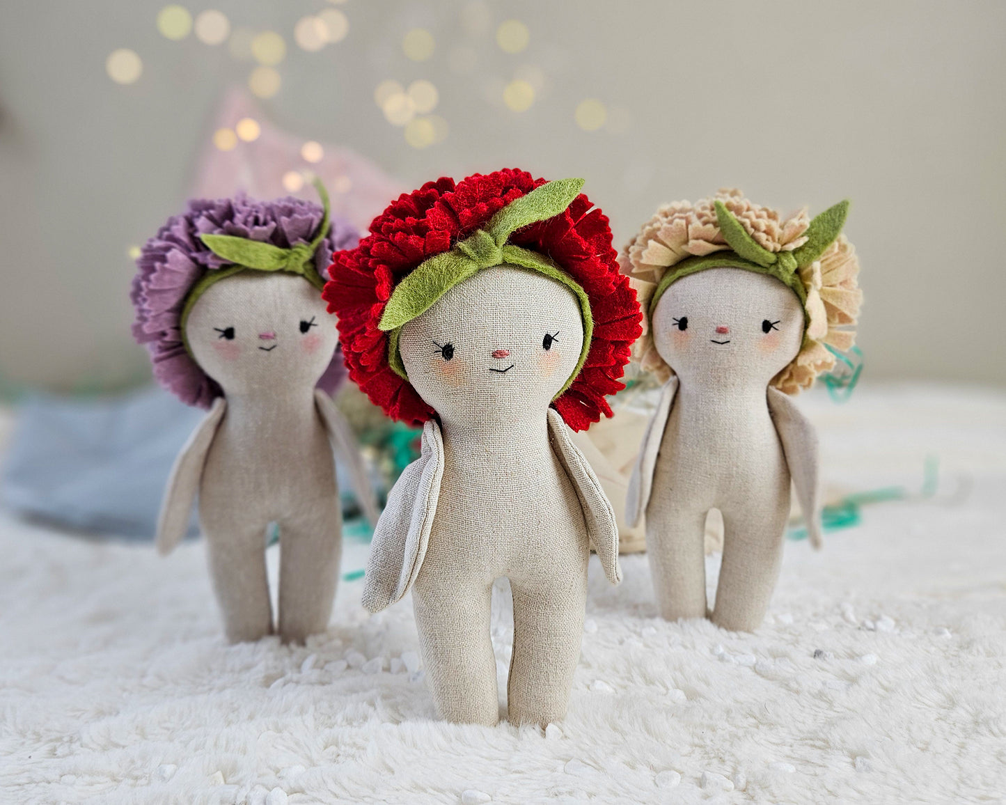 Mini Flower Carnation Doll - PDF sewing pattern and tutorial