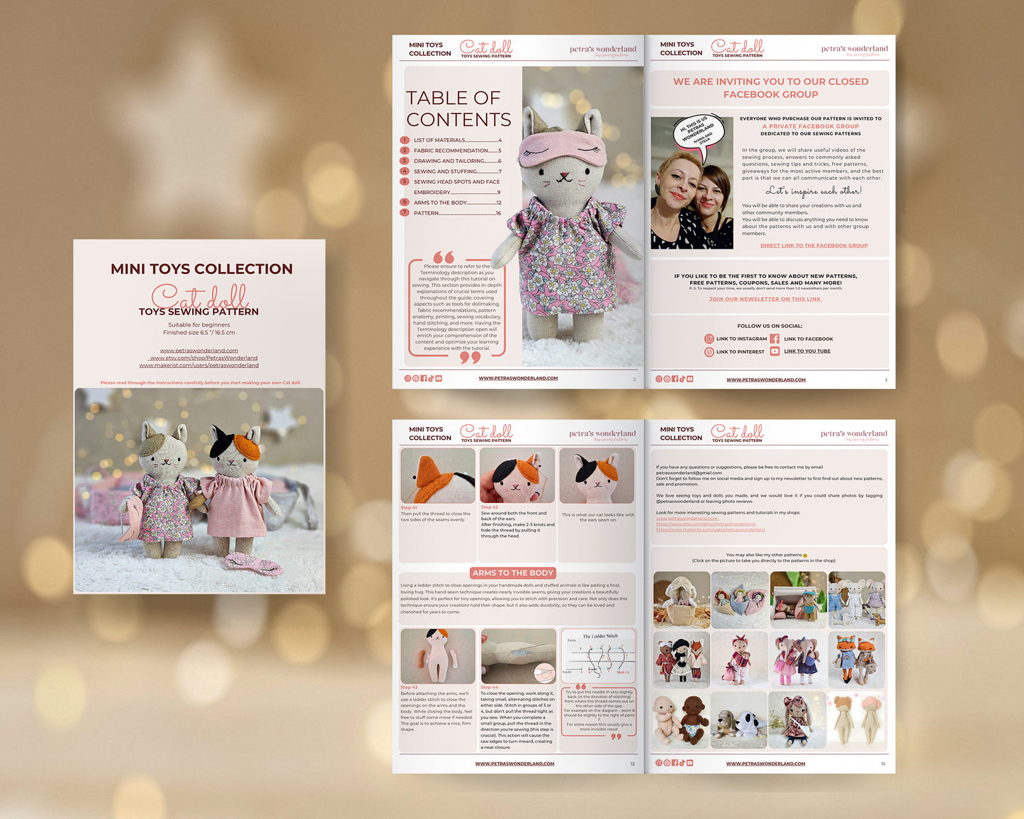 Mini Cat Doll in doll carrier - PDF sewing pattern and tutorial