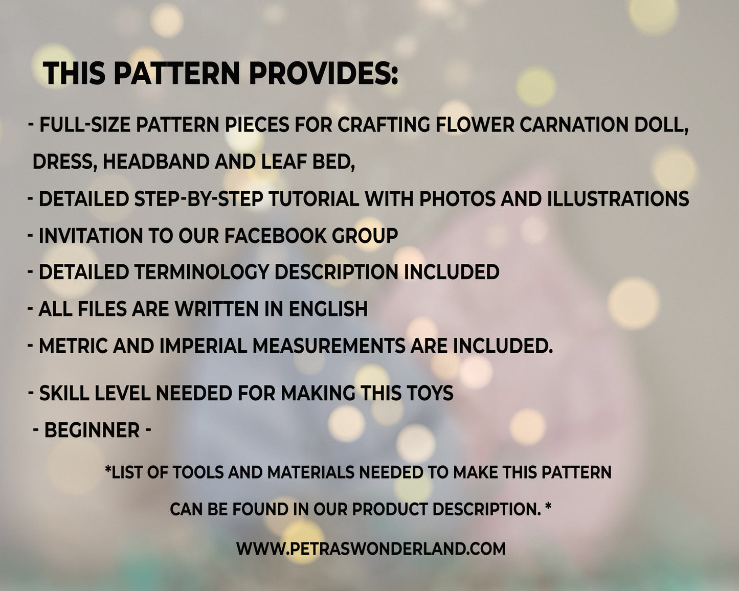 Mini Flower Carnation Doll in a Leaf sleeping bag- PDF sewing pattern and tutorial