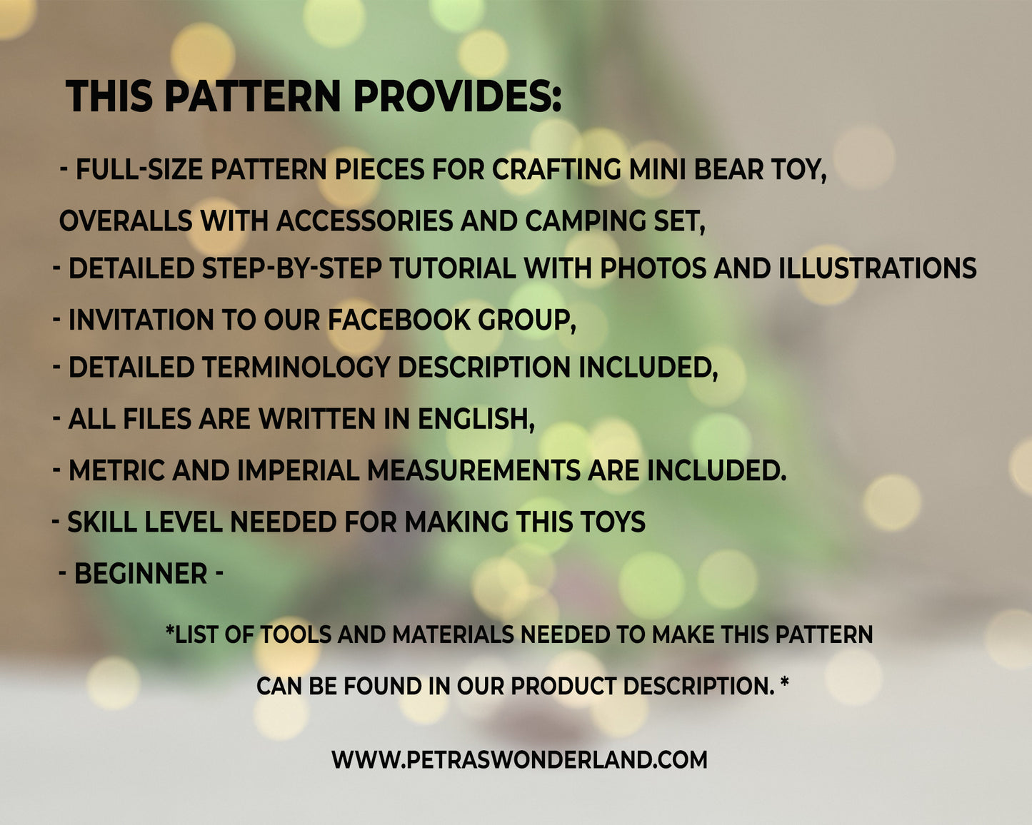 Mini Bear Doll and camping set - PDF sewing pattern and tutorial