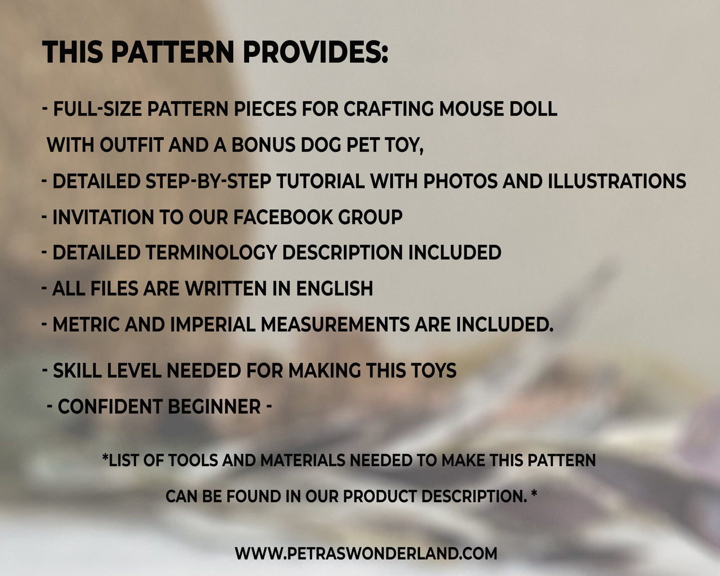 Mouse doll and dog pet - PDF sewing pattern and tutorial