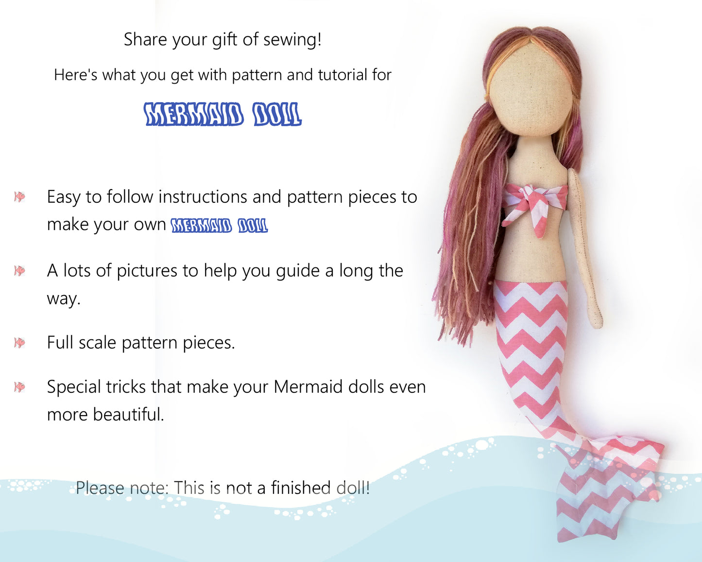 Mermaid doll - PDF doll sewing pattern and tutorial 06