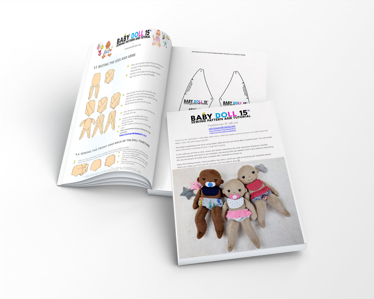 Baby Doll 15 inch - sewing step by step pattern and tutorial for doll and accessories