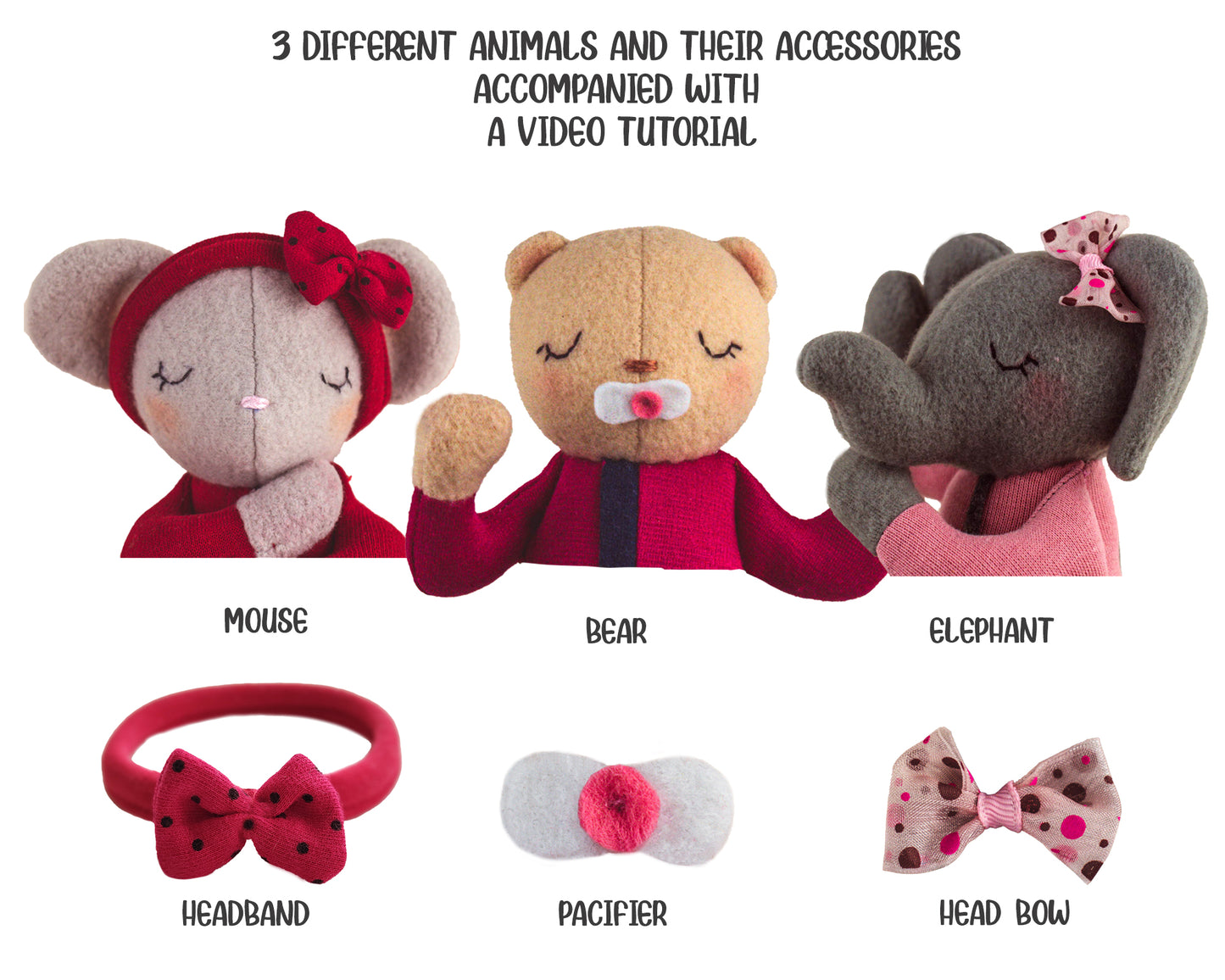 Newborn Baby Animals 8 Inch - PDF sewing pattern and tutorial 04