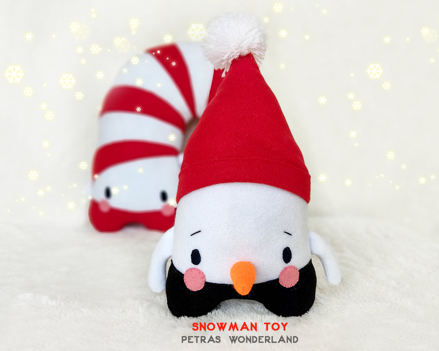 Christmas set of 2 patterns: Candy Stick Pillow and Snowman Toy - PDF toy sewing patterns and tutorials 01