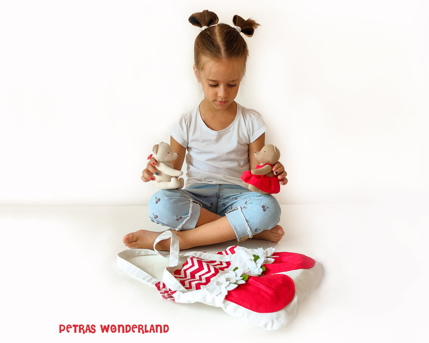 Set of 2 PDF Mini Bear and House Tote Bag - PDF doll sewing pattern and tutorial 03
