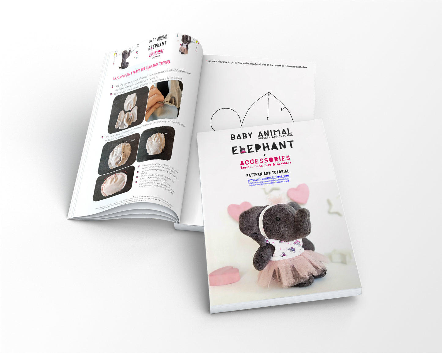 SPECIAL OFFER: Baby animals Bunny, Mouse and Elephant with Accessories - sewing patterns and tutorials 07