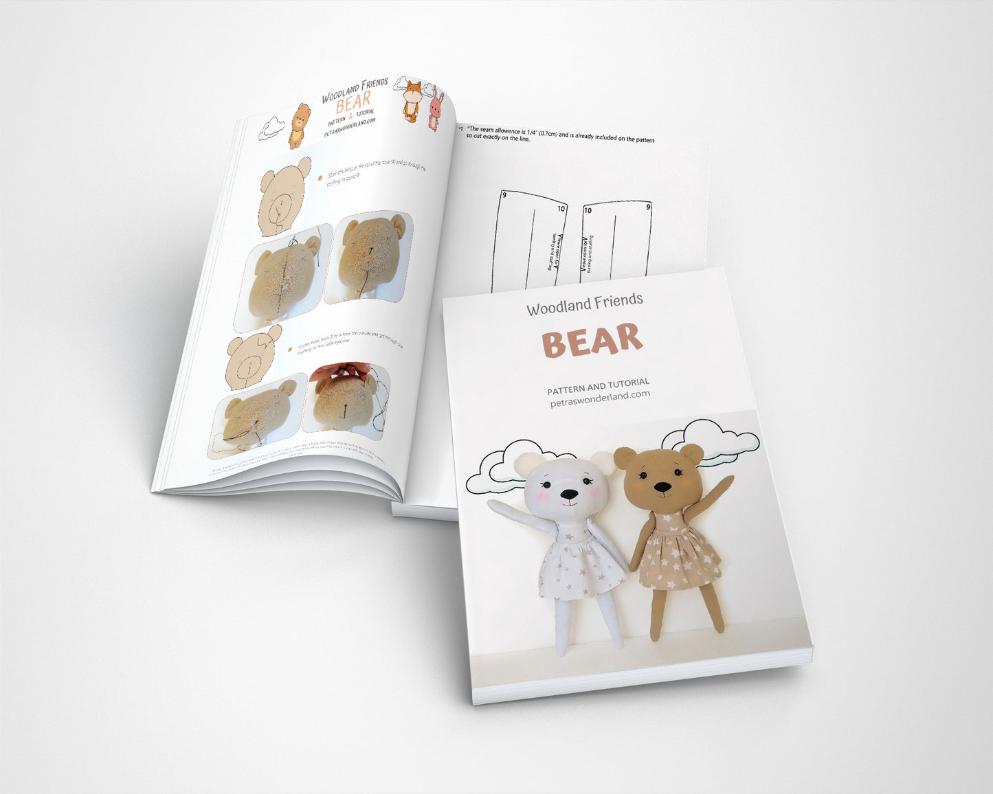 Set of 3 PDF Woodland Friends Bunny, Bear and Fox - Sewing Patterns and Tutorials 07