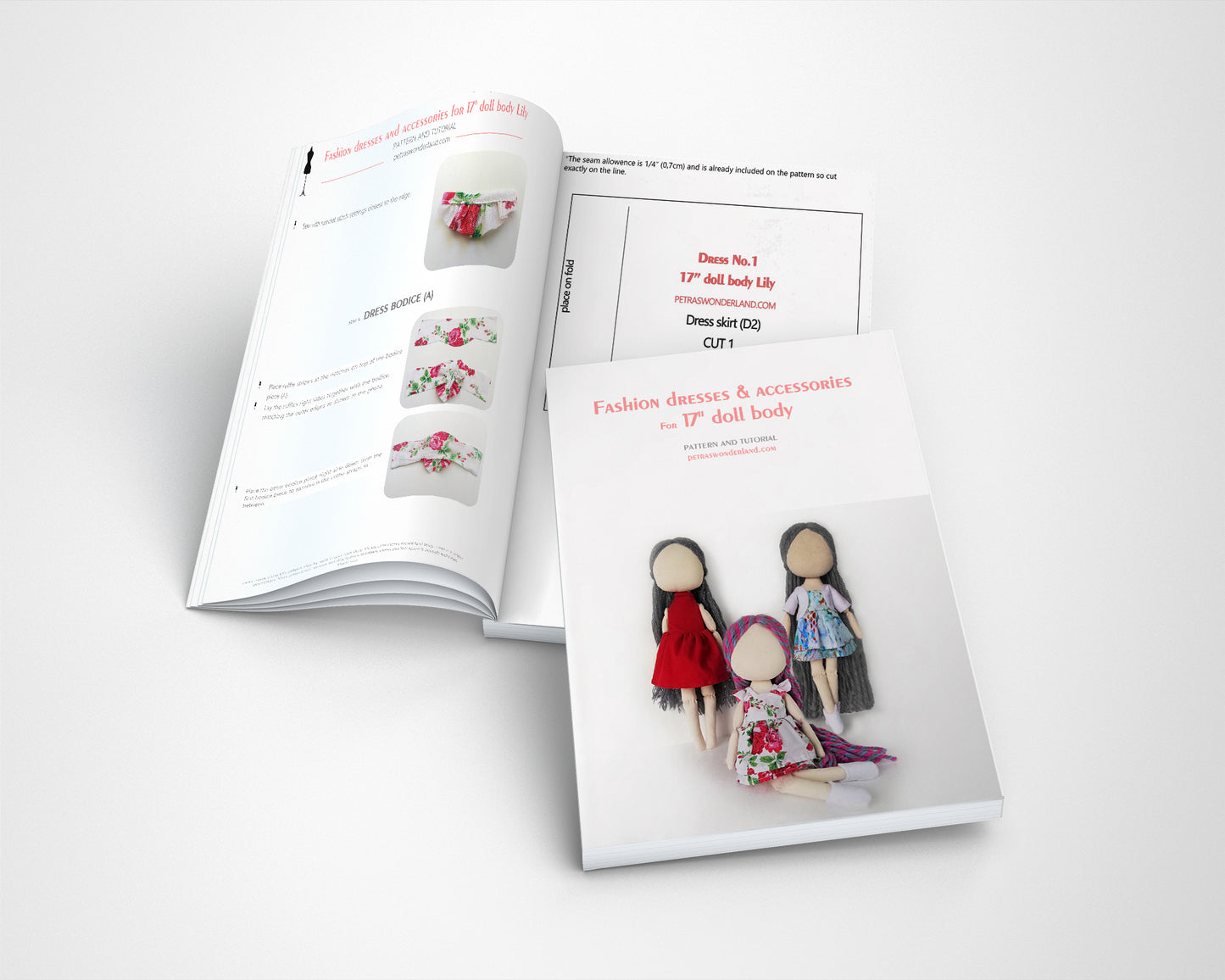 Set of three dresses, jacket and boots for doll 17 inch - PDF sewing pattern and tutorial 08
