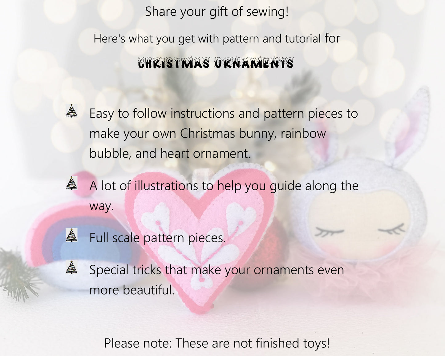 Christmas Ornaments - PDF doll sewing pattern and tutorial 05