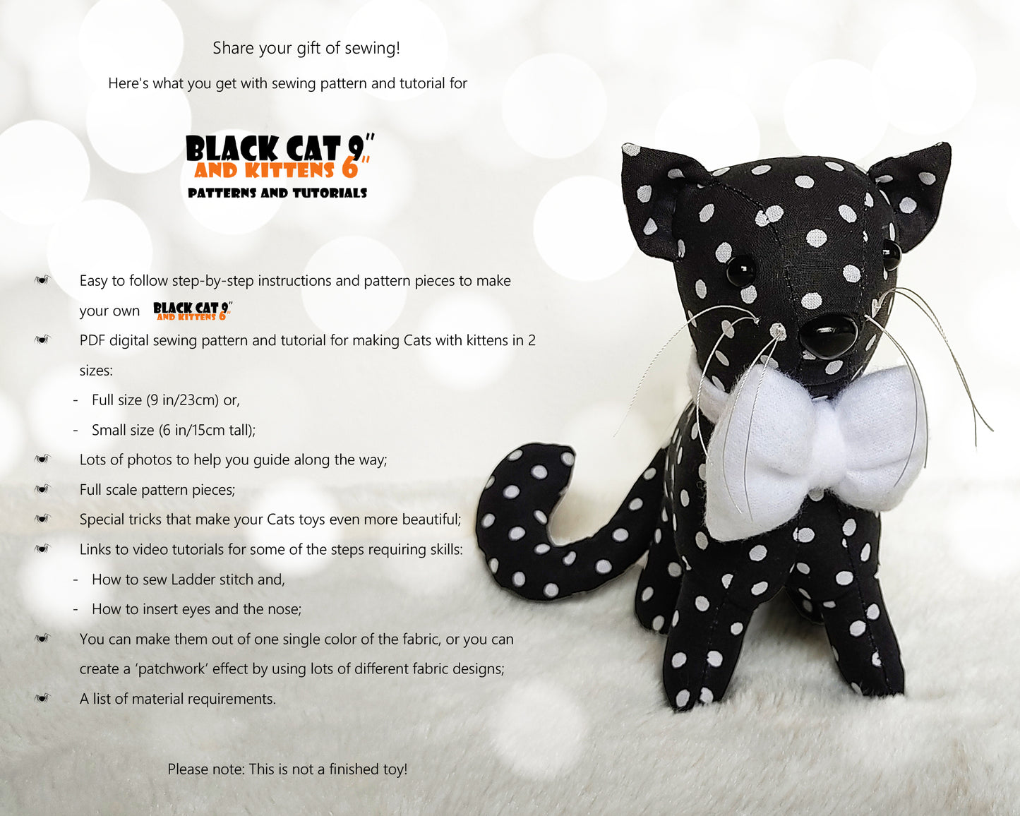 Black Cat and Kittens - PDF sewing pattern and tutorial 09