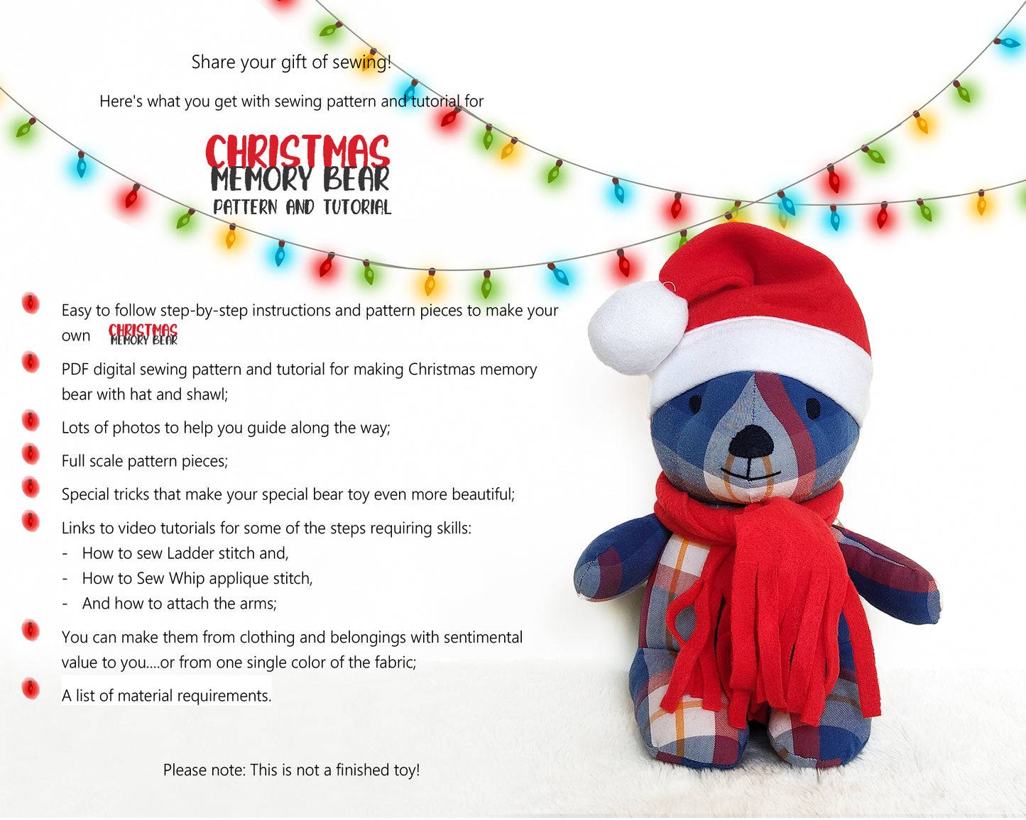 Sitting bear - PDF sewing pattern and tutorial