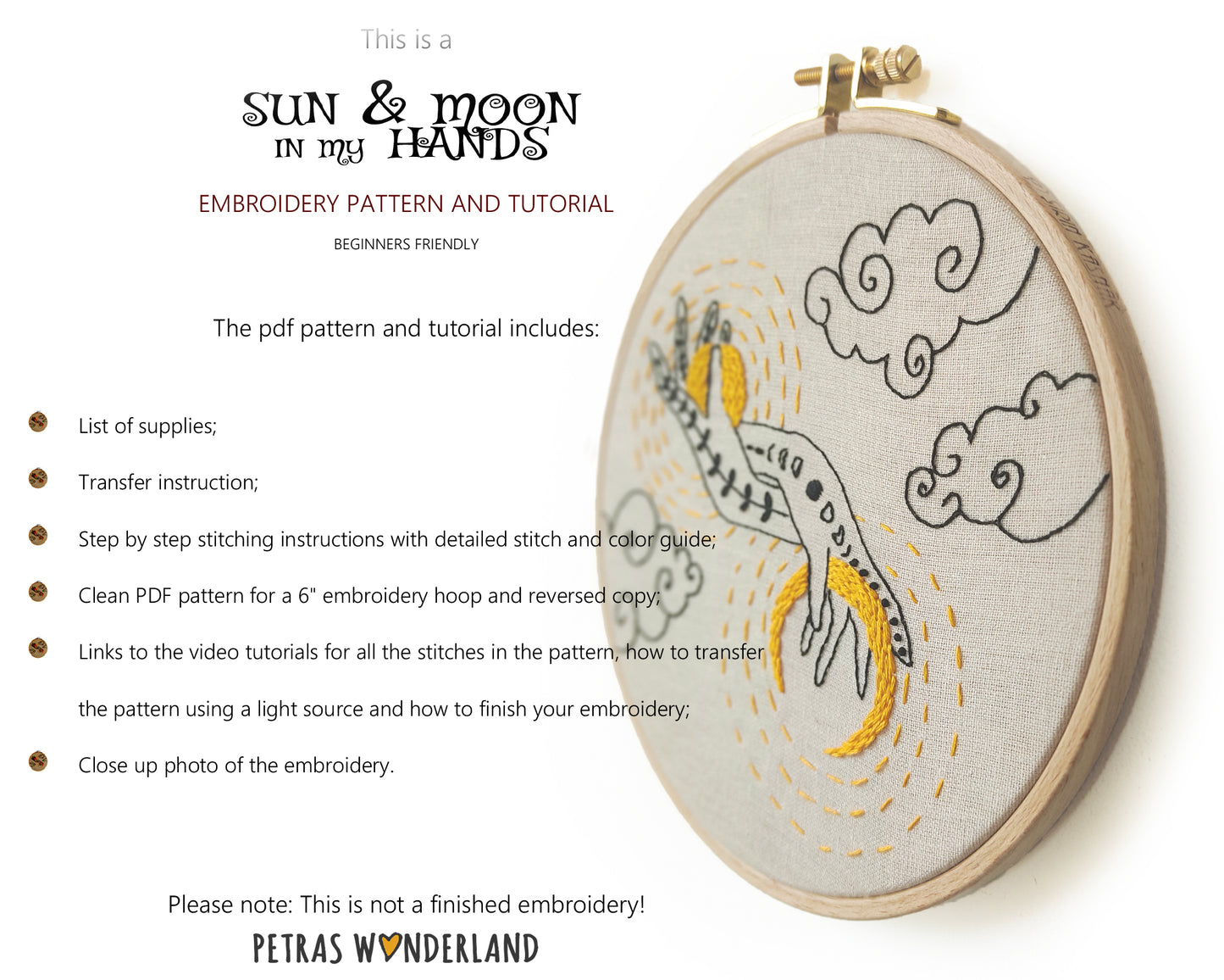 Sun and Moon in my Hands - PDF embroidery pattern and tutorial 09