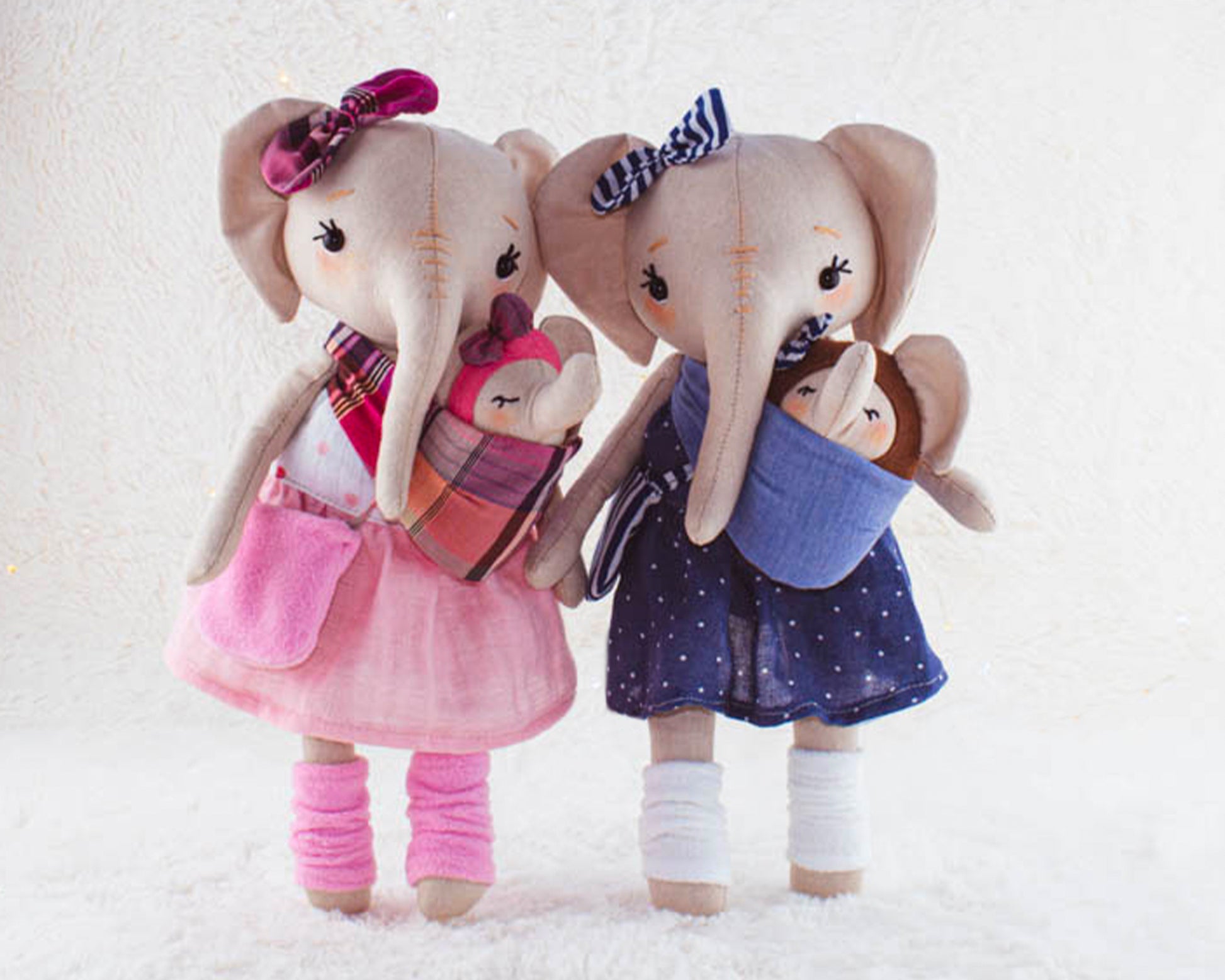 Clothes and accessories from Elephant, Mom and Baby collections - sewing pattern and tutorial