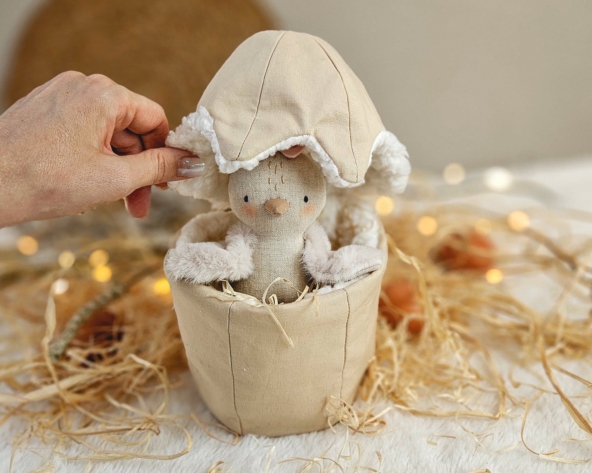 Mini Chicken Doll in an Egg Pouch - PDF sewing pattern and tutorial