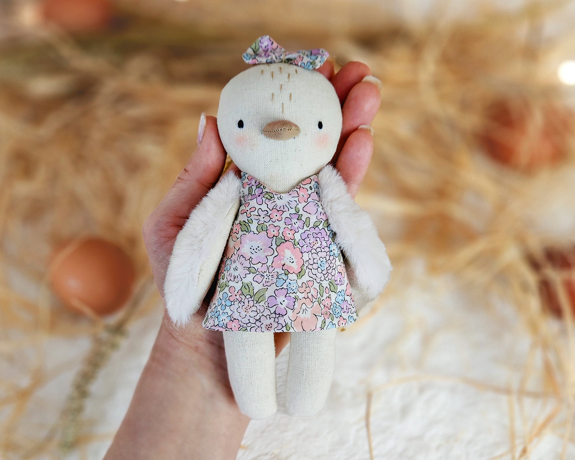 Mini chick doll in a dress - PDF sewing pattern and tutorial