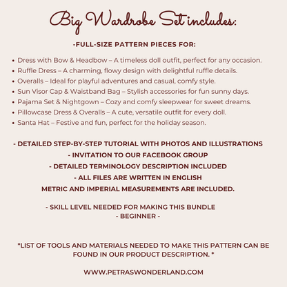 Mini toys Big Wardrobe Bundle PDF sewing pattern and tutorial