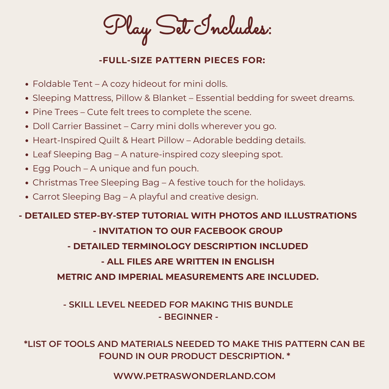 Mini Toys Play Set Bundle PDF sewing pattern and tutorial