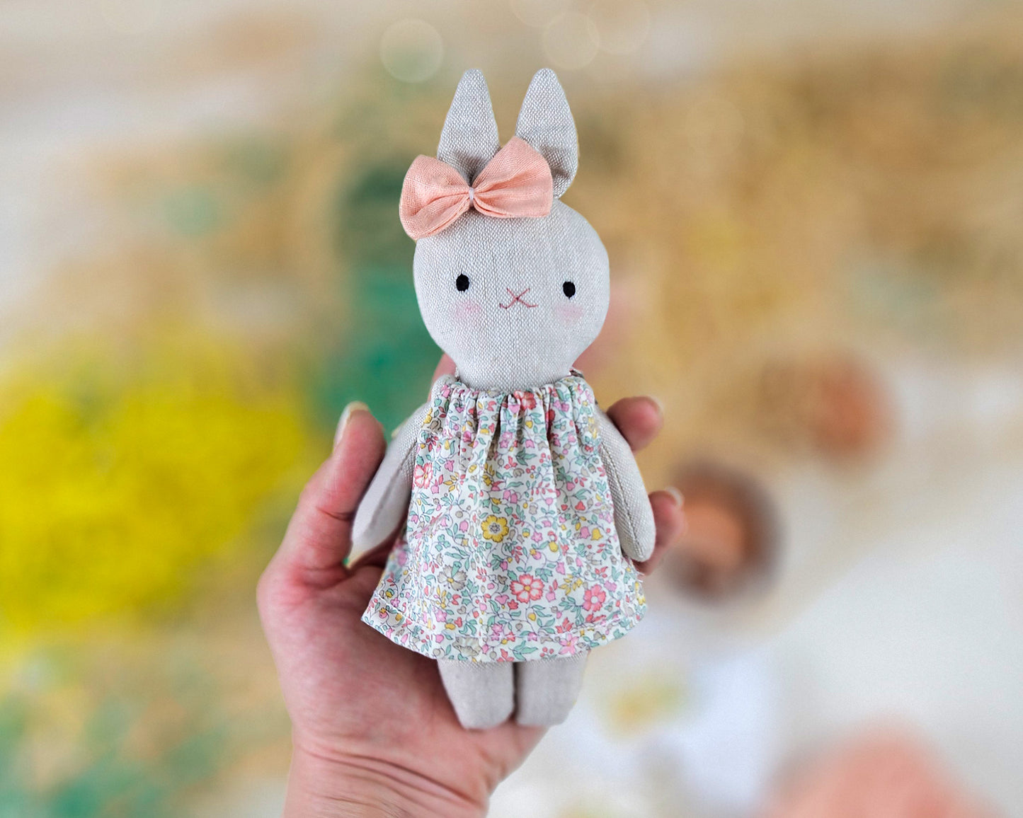 Create an Adorable Mini Bunny Doll with Dress, Overalls ; Head Bow – Beginner-Friendly PDF Sewing Pattern