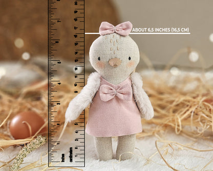 Mini chick doll in a dress - PDF sewing pattern and tutorial