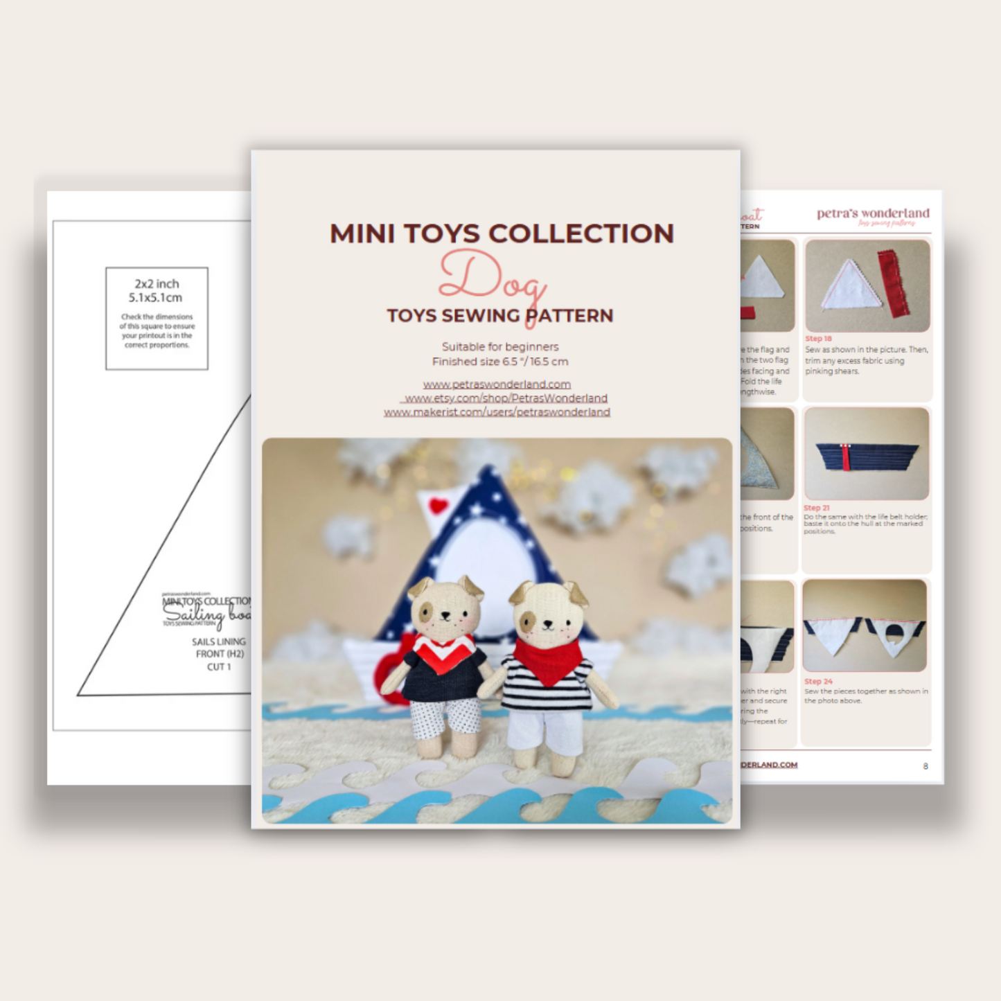 Mini Dog Doll and Sailing Boat - PDF sewing pattern and tutorial