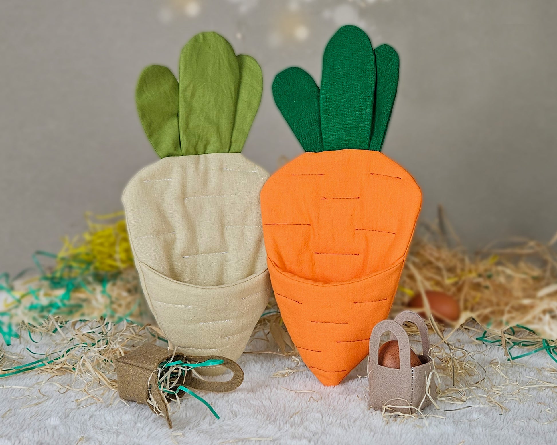 Mini bunny in a carrot sleeping bag PDF sewing pattern and tutorial