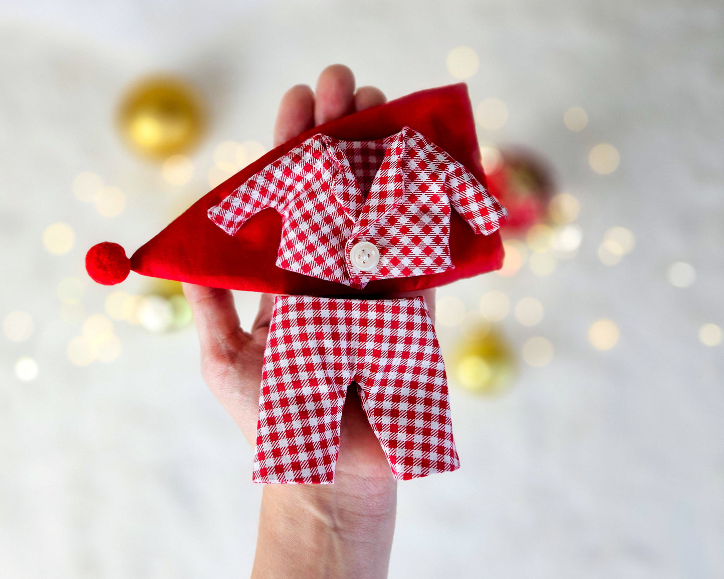 Mini Deer Doll in Pajamas and Santa Hat - PDF sewing pattern and tutorial