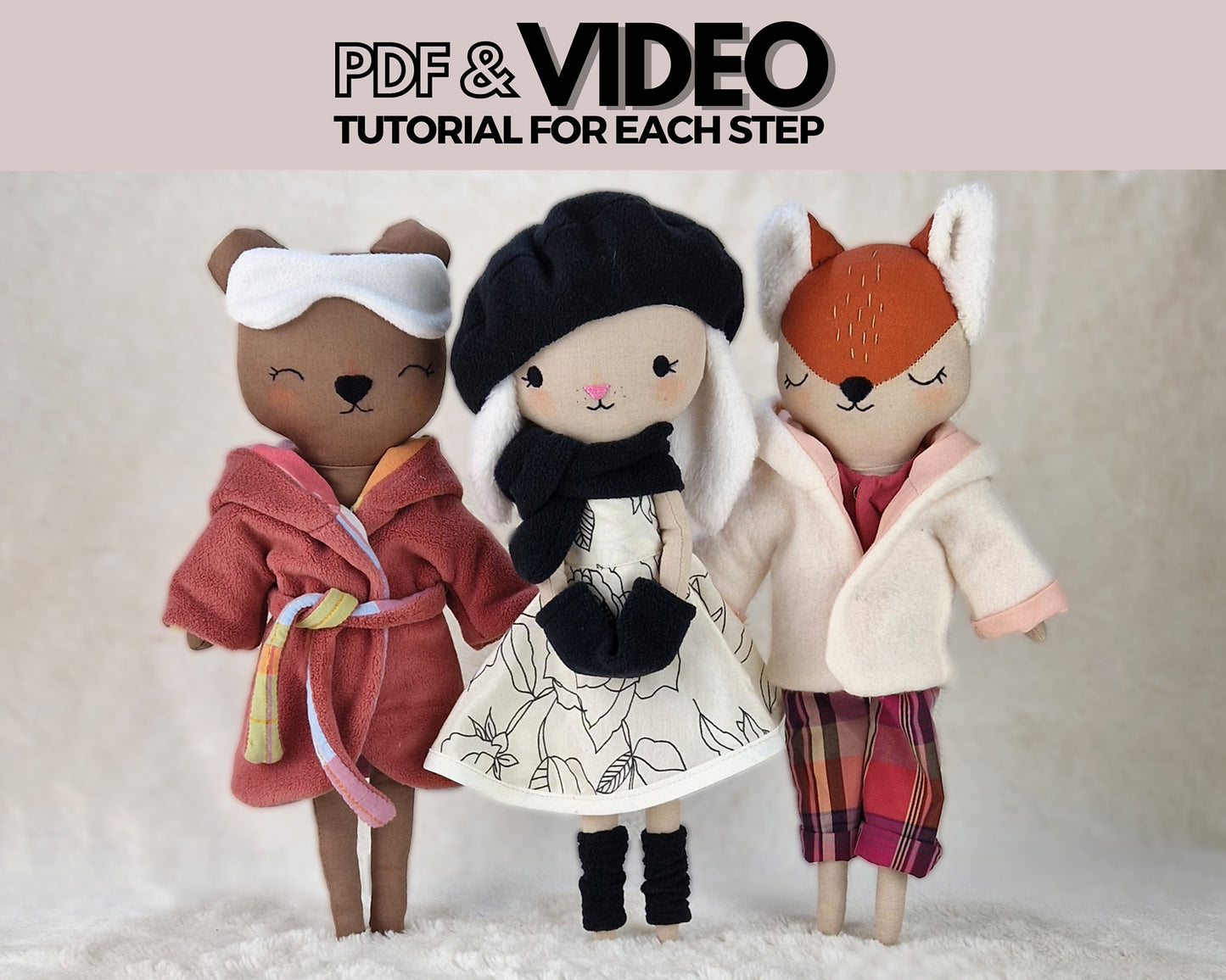 Forest doll set Bunny, Bear and Fox