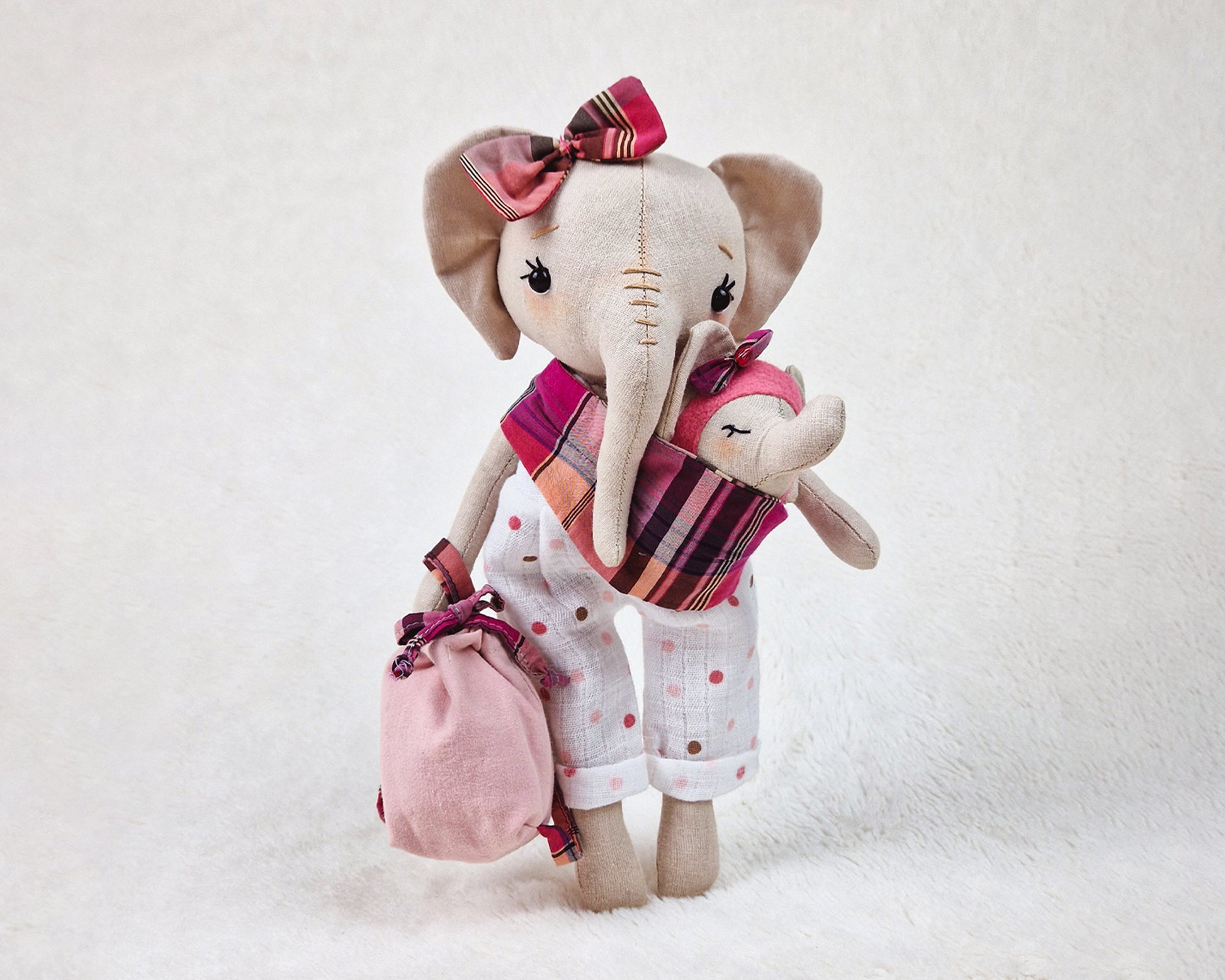 Clothes and accessories from Bear, Mom and Baby collections sewing pattern and tutorials