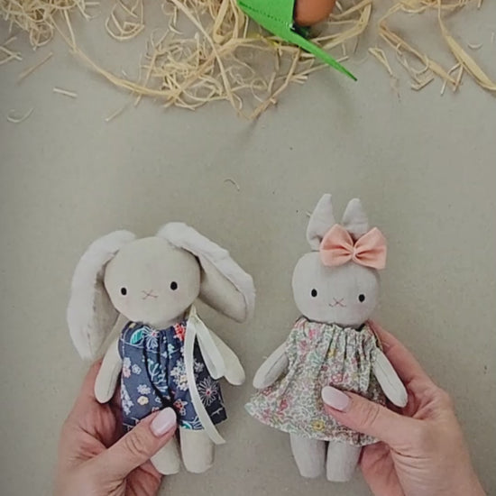 Create an Adorable Mini Bunny Doll with Dress, Overalls ; Head Bow – Beginner-Friendly PDF Sewing Pattern