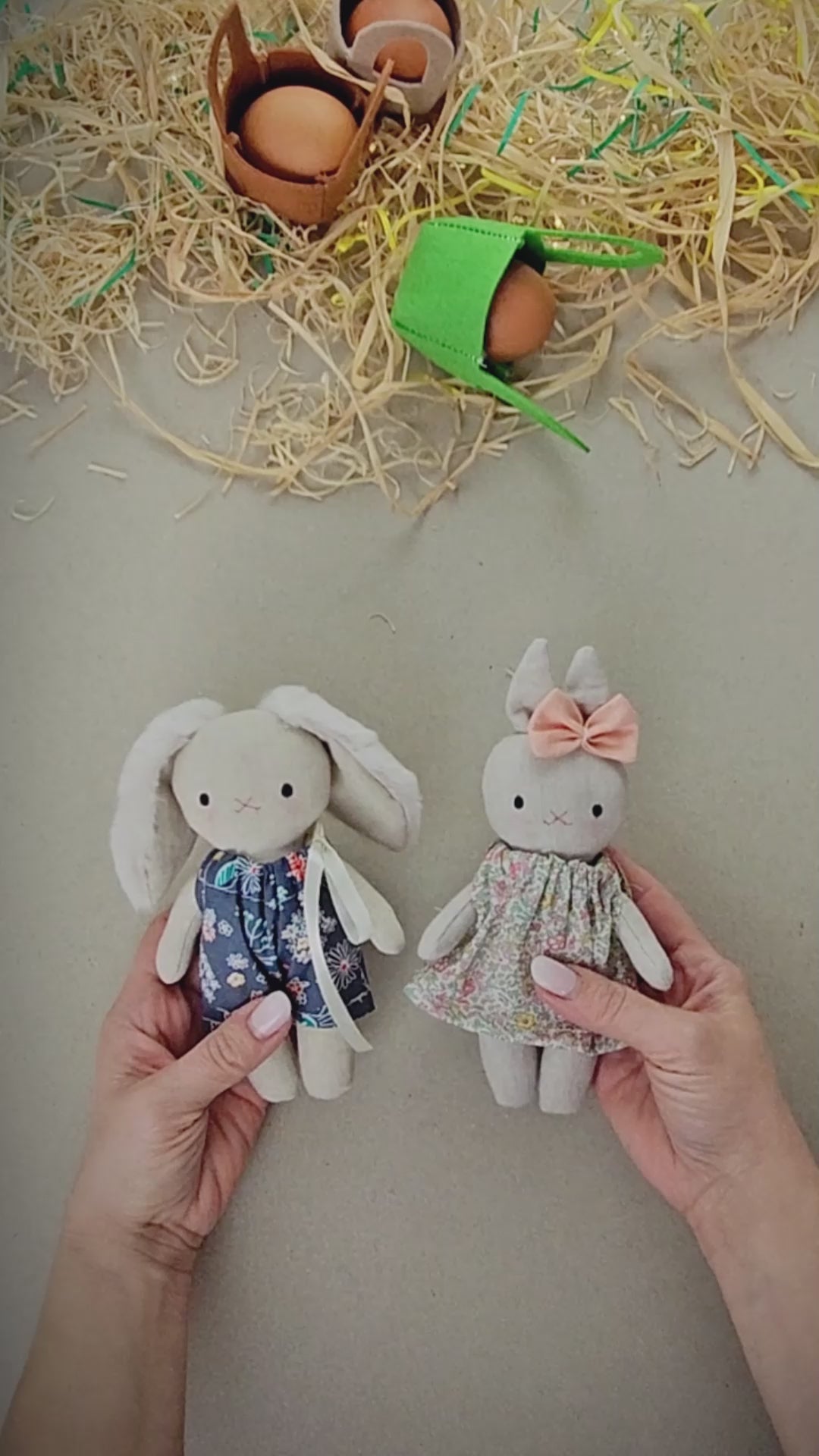 Create an Adorable Mini Bunny Doll with Dress, Overalls ; Head Bow – Beginner-Friendly PDF Sewing Pattern