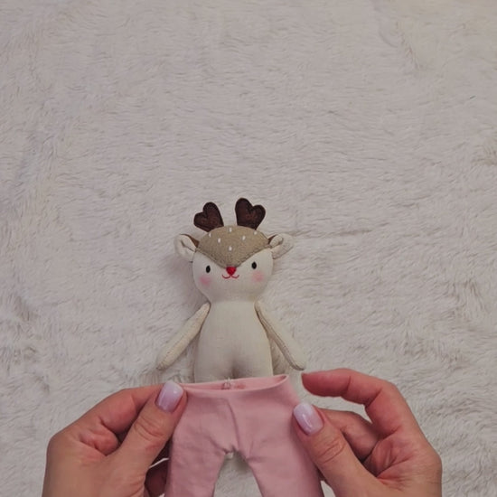 Mini Deer Doll in Pajamas and Santa Hat - PDF sewing pattern and tutorial