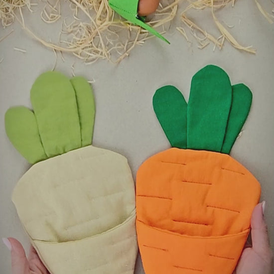 Mini bunny in a carrot sleeping bag PDF sewing pattern and tutorial