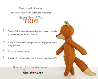 Special Offer: Bunny, Bear, and Fox Trio - PDF sewing patterns and tutorials 09