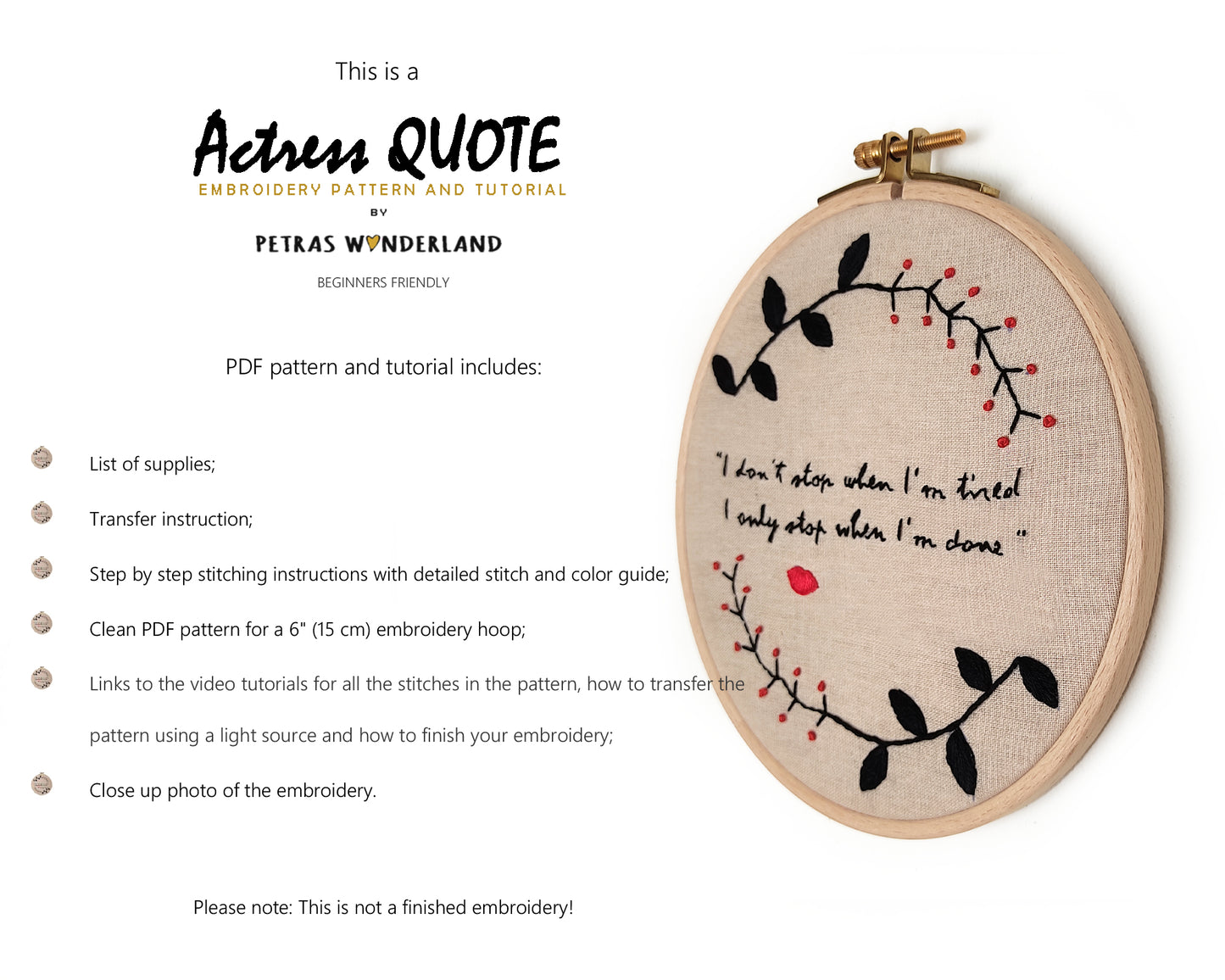 Actress Quote - PDF embroidery pattern and tutorial 08