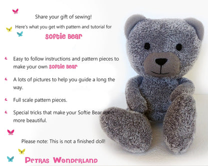Softie Bear - PDF doll sewing pattern and tutorial 04