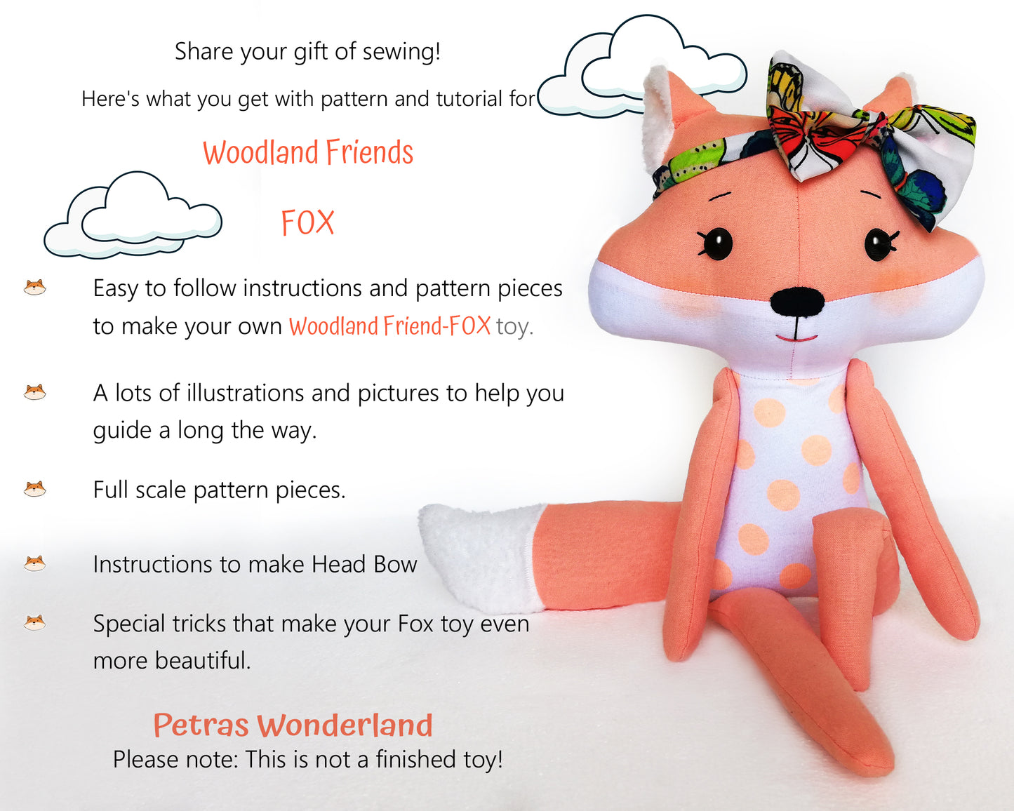 Woodland Friends Fox - PDF doll sewing pattern and tutorial 10
