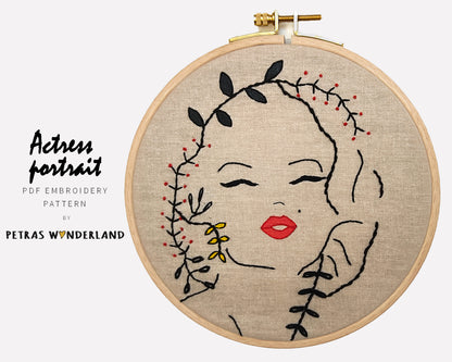Marilyn Monroe - PDF embroidery pattern and tutorial 01