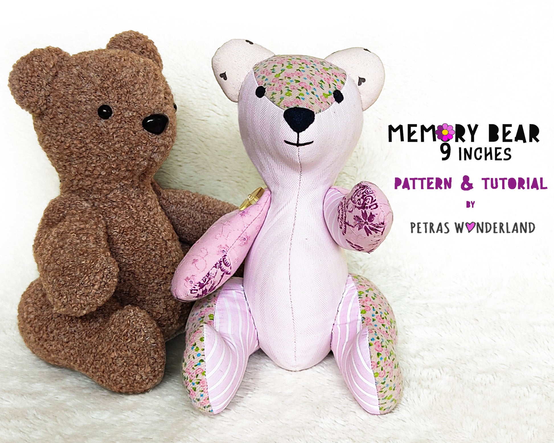 Memory Bear 9 inches - PDF sewing pattern and tutorial – Petras Wonderland memory-bear-9-inches-pdf-sewing-pattern-and-tutorial-petras-wonderland