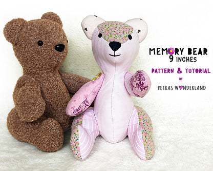 Memory Bear 9 inches - PDF sewing pattern and tutorial