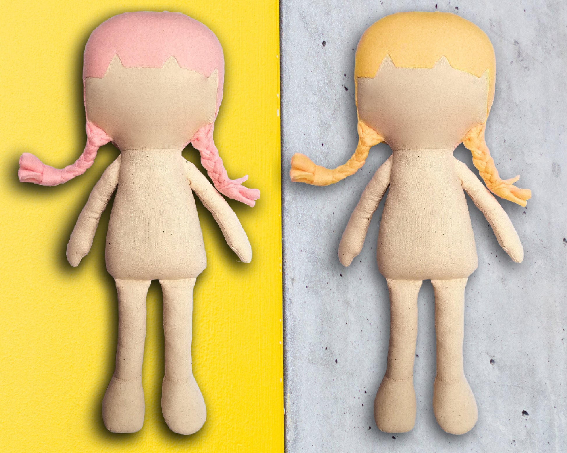 Doll Body 18 inch with hair - PDF doll sewing pattern and tutorial doll pattern rag doll pattern