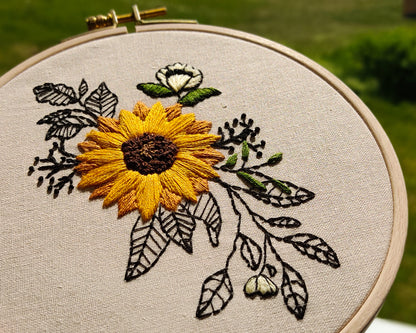 Sunflower - PDF embroidery pattern and tutorial 01
