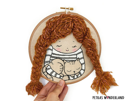 Girl With a Cat - PDF embroidery pattern and tutorial 01